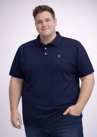 Camiseta Tipo Polo - Azul Oscuro - REF: 2100G