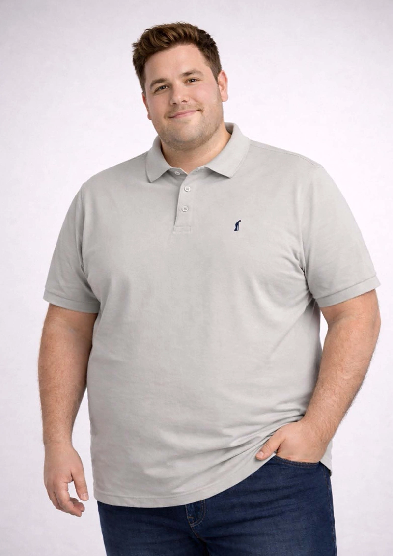 Camiseta Tipo Polo - Gris Claro - REF: 2100G